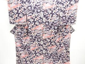 未使用品　縮緬地　茶屋辻模様小紋着物